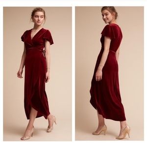 BHLDN Thrive Burgundy Velvet Dress